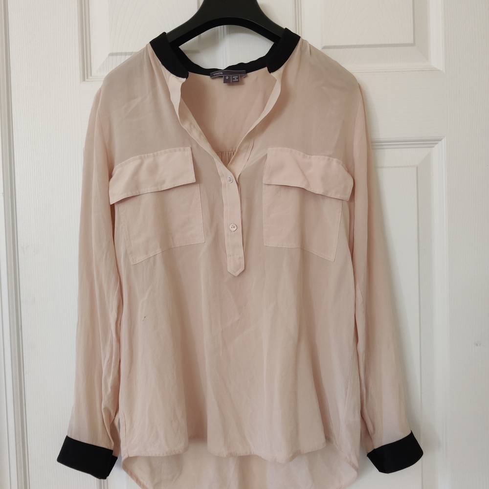 Vince Blouse in Cream with Black Trim